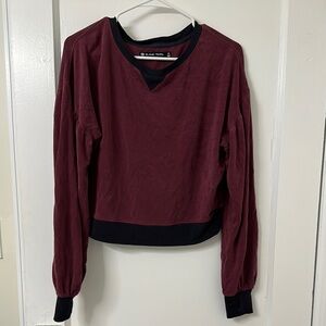 Blanc Noir Red Long Sleeve Cropped Hoodie